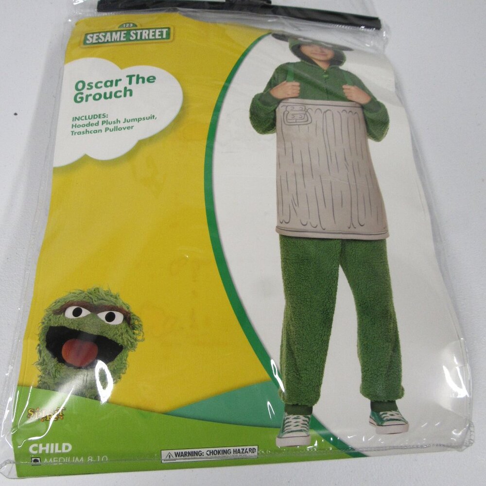 Sesame Street Oscar the Grouch Costume Officially Licensed 3D Spirit sz M 8-10 - Picture 4 of 5